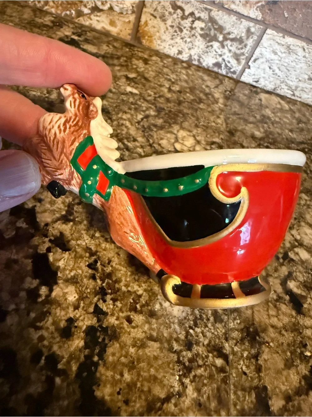 Dept 56 Christmas Tea Santa Reindeer Replacement Tea Cups 3 Jolly St. Nick